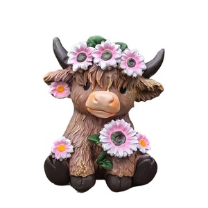 Maceta de Resina con Diseño de Vaca de las Tierras Altas Escocesas, con Flores, Decoración para Hogar y Balcón, Soporte para Plantas de Interior, Estilo Rústico - Product Image 5