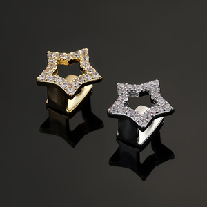 Grillz Dentales en Forma de Estrella, Oro y Plata con Microincrustaciones de Zirconia, Unisex, para Uso Diario, Estilo Hip Hop - Product Image 2