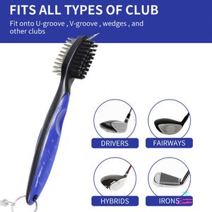 Accessoires de golf personnalisés, brosse de nettoyage de clubs de golf double face en nylon, brosse de nettoyage de clubs de golf rétractable avec mousqueton - Product Image 4