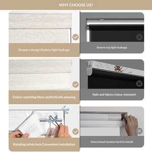 ستائر دوارة بدون حفر أو أدوات من ZHENPIN، ستائر نوافذ بدون حبال، قماش جاكار متناسق، للمنزل والمكتب وغرفة النوم - Product Image 3