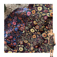 Housse de coussin, robe, gilet, rideau, nappe en tissu léger et respirant en lin et coton avec broderie florale, style jardin d'automne rustique