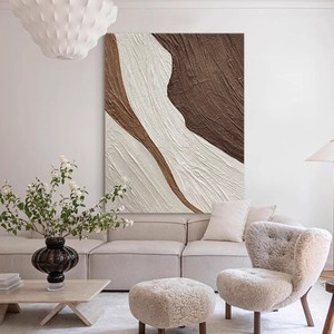 Hand Painted Abstract Oil Painting Wabi Sabi Style 3D Visual Effect Living Room Wall Art <b>Frameless</b> Decor - Product Image 2