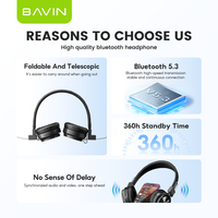 BAVIN Headset BT V5.3 nirkabel, headphone tanpa rasa penundaan BH38 kualitas suara HiFi dapat dilipat dan teleskopik