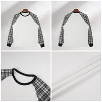 Vêtements décontractés en gros pour hommes, t-shirts à manches longues en polyester/coton mélangé avec empiècements contrastés