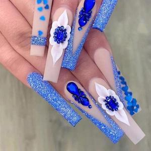 Kit <span class=keywords><strong>de</strong></span> Uñas Postizas <span class=keywords><strong>de</strong></span> Moda, 24 Piezas, Forma Larga, Puntas <span class=keywords><strong>de</strong></span> Uñas <span class=keywords><strong>de</strong></span> Cristal - Product Image 3