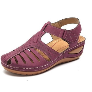 Sandalias de cuña para mujer, novedad 2026, con punta cerrada, recortes perforados, correa ajustable, antideslizantes, cómodas y casuales. - Product Image 3