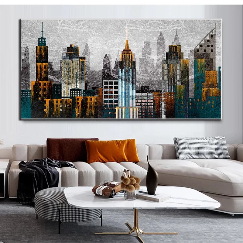 Poster Abstrak Pemandangan Kota New York Gambar Cetak HD Lukisan Dinding Kanvas Lukisan Dinding Seni Cetak Dekorasi Modern