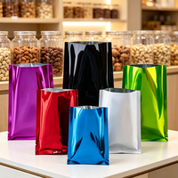 Sachets plats personnalisés en gros, imprimés, brillants, colorés, en PE et feuille d'aluminium, thermoscellables, anti-odeur, petits emballages de poche