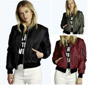 Hot Autumn and Spring Women'S Fashion <b>Top</b> <b>Coat</b> Ladies Stand Collar Slim Outerwear Trendy Solid Color Zippered Women Jacket - Product Image 3