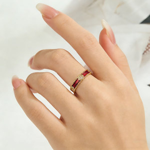 Four Leaf Clover <b>Open</b> <b>Ring</b> Copper Alloy With Zircon Inlay Adjustable Band Unisex Gift Jewelry - Product Image 2