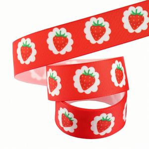 Ruban gros-grain imprimé fraises de haute qualité, 2,5 cm x 10 yards, pour emballage cadeau et décoration de bouquets - Product Image 5