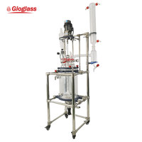 Réacteur en verre sphérique pour synthèse chimique, 50 litres, avec chemise de refroidissement, ensemble de réacteur en verre avec refroidisseur et chauffage