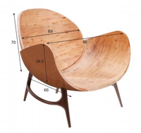 Chaise de détente avec dossier et assise en contreplaqué moulé pour salon, hall d'hôtel et zone de réception