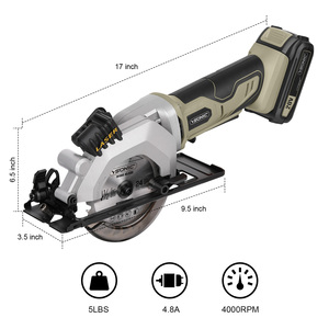 Sierra Circular Inalámbrica Mini con Batería de Iones de Litio de 20V, Hoja de 115mm, Guía Láser para Cortar Madera, Metal y Plástico - Herramienta de Bricolaje - Product Image 2