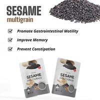 EVERFOOD Préparation instantanée prête à servir pour adultes, boisson en poudre multigrains au sésame noir, faible en gras, 15 sachets par paquet, poudre de céréales riches en fibres