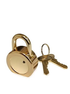 ONELUS Superior Quality Stainless Steel Golden Chrome-Plated Solid Brass Cylinder <b>Square</b> Body Double Lever Padlock - Product Image 1