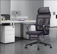 Chaise de bureau ergonomique pliable avec appui-tête réglable, dossier haut en tissu respirant, chaise de direction pivotante pour ordinateurs