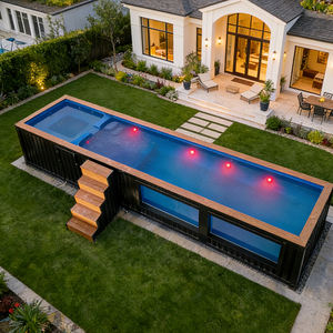 Piscine de nage extérieure de luxe sur mesure pour adultes, fabriquée en Chine, très grande, avec spa à eau chaude, dans un conteneur de 40 pieds avec terrasse. - Product Image 3