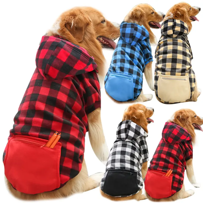 Plaid Zipper Pocket Dog Clothes Cat Pet Clothes New Supplies Chest Strap Autumn and Winter Dress Cute Summer Customized Logo