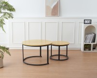 Table basse moderne en MDF Ensemble de table basse à ossature métallique Mobilier de maison