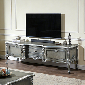 <span class=keywords><strong>Meuble</strong></span> <span class=keywords><strong>TV</strong></span> rectangulaire en bois massif avec tiroirs, finition grise, style français antique, sculpté à la main, couleurs optionnelles, pour salon - Product Image 1