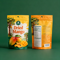 Sachet Doypack en plastique personnalisé avec logo pour snacks, fruits, aliments secs et mangues séchées, avec fenêtre, vente en gros