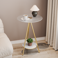 Table d'appoint en fer pour salon, table de chevet pour chambre à coucher, style crème minimaliste, petite table basse à double vitrage