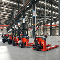 Chariot à palettes électrique tout-terrain personnalisable de 3 tonnes, chariot à palettes rouge pour la logistique d'entrepôt