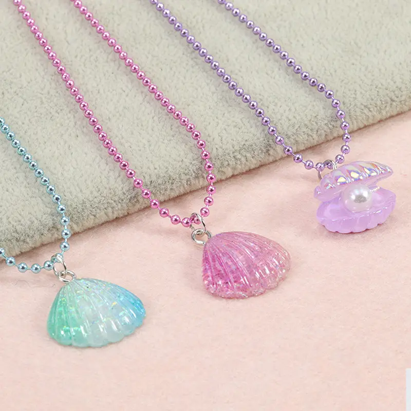 Cross border new shell necklace ring Ocean series children's pendant Girl pink ring party