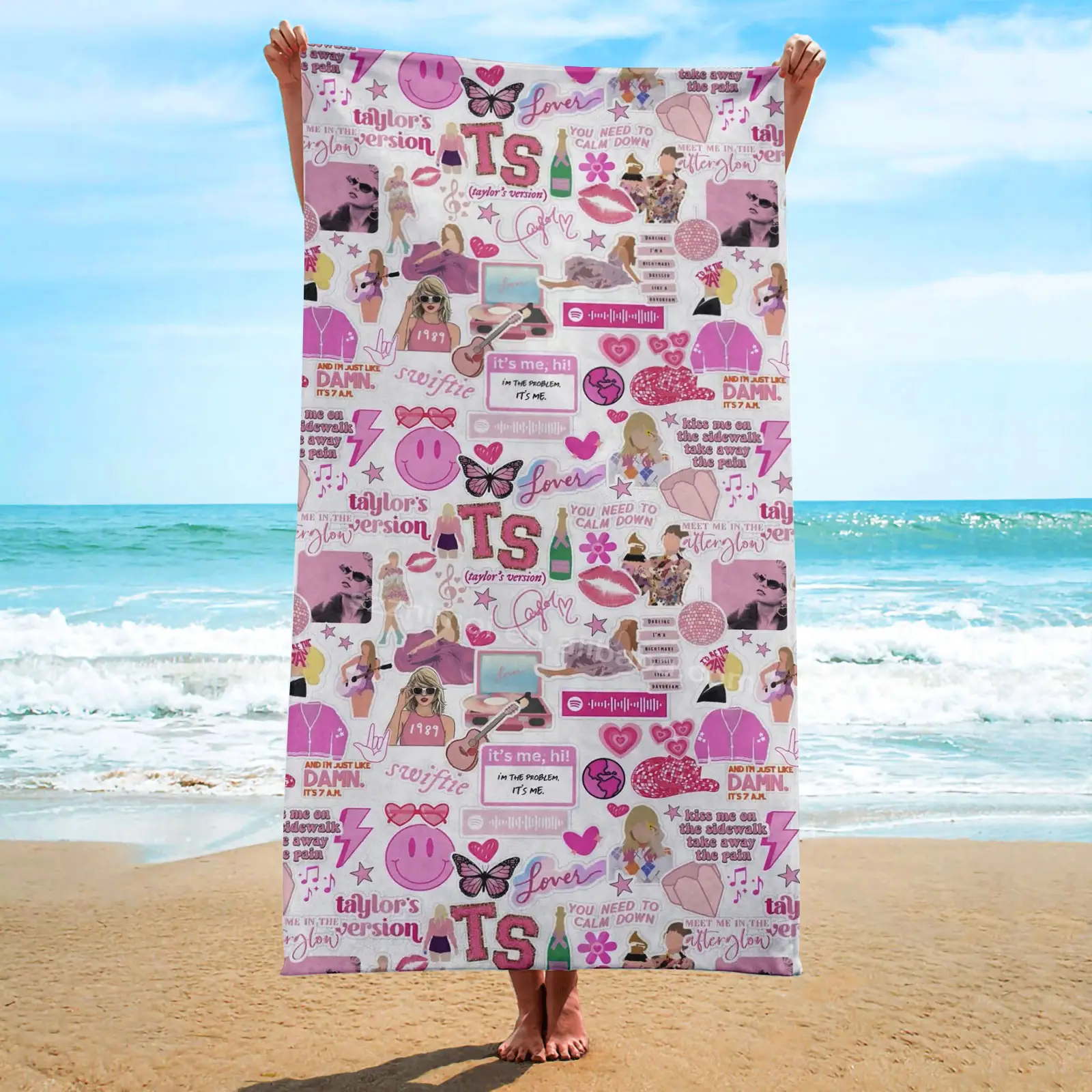 Personalized Taylor Swift Inspired Beach Towels Custom Logo Microfiber Cotton Beach Towel
