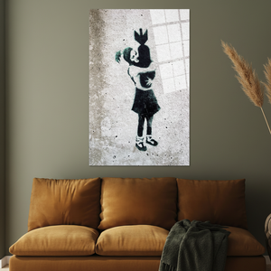 Toile imprimée Banksy Graffiti Girl : Décoration Urbaine Moderne, ART SUR VERRE TÉRMÉTRAL - Product Image 3