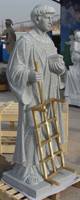 Statue du Saint-Laurent personnalisée en granit et bronze pour cimetière, cadeau catholique religieux d'église
