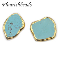 Vente en gros de perles de forme irrégulière en plaqué or, forme libre, bleu Howlite, pierre de turquoise synthétique, pour la fabrication de colliers