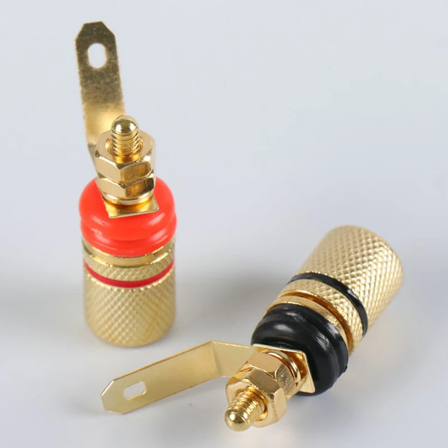 Gold Plated Amplifier Speaker Terminal Binding Post Banana Plug Socket Connector Suitable for 4mm Banana Plugs
