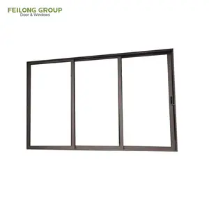 yantai feilong Simple Design Double Glazed Black Aluminum Frame Sliding Window And Doors/Casement