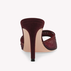 Sandales à talons hauts pour femmes, en maille ornée de strass, à bout pointu, style mules, vente en gros, personnalisation OEM - Product Image 4