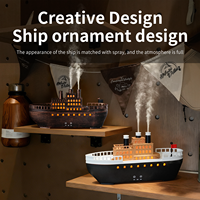 Nouveauté : Humidificateur ultrasonique en forme de bateau pirate avec veilleuse, arrêt automatique, diffuseur d'aromathérapie, décoration de chambre d'enfant, cadeau original