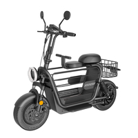 Scooter électrique à deux places de 14 pouces avec panier pour animaux, longue autonomie, scooter électrique de transport pour animaux avec panier pour animaux