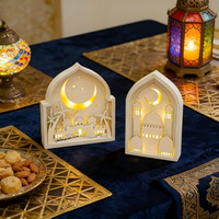 Décorations du Ramadan, lampe de nuit en bois à LED, lampe de table mosquée et croissant de lune Eid Mubarak, décoration de fête musulmane à domicile