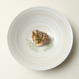 Plato de Servir de Cerámica Redondo Hecho a Mano, Vajilla Retro de Color Sólido para Comer - Product Image 2