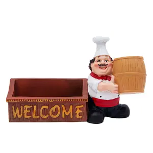 Cute resin figurines, chef toothpick boxes, creative maid toothpicks table ornaments kitchen decorations