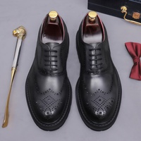 Chaussures habillées brogues pour hommes, en cuir véritable, à lacets, style professionnel, respirantes, pour le bureau