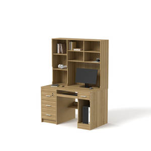 <span class=keywords><strong>Bureau</strong></span> d'ordinateur moderne en bois personnalisable <span class=keywords><strong>avec</strong></span> meuble de rangement, table d'écriture <span class=keywords><strong>avec</strong></span> tiroirs verrouillables et étagère pour la maison et les étudiants - Product Image 3