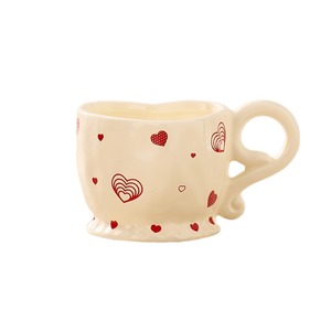 Taza de Cerámica con Asa de Corazón, Diseño Romántico Rojo, Taza de Café con Patrón de Amor, Regalo Único para el Día de San Valentín para Ella, Tazas de Té para Parejas - Product Image 2