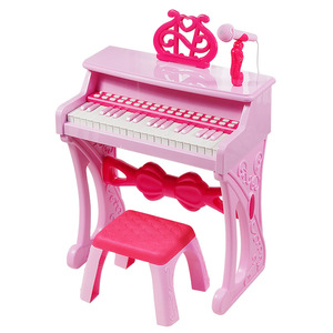 Plastic Electronic Piano Toy Includes Instruction Manual, Music <b>Stand</b>, and <b>Microphone</b> Set - Product Image 1