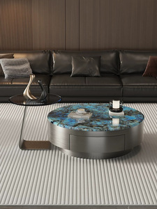 Soporte de Tv de mármol de madera de lujo y juego de mesa de centro sala de estar cuadrada con cajones diseño de muebles grandes blancos flotantes - Product Image 3