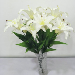Lys artificiels à sept têtes, fleurs en soie de 50 cm, blanc rose, décoration intérieure, accessoires de mariage - Product Image 3