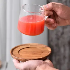 Nieuw Binnen Eenvoudig Ontwerp Keuken Drinkgerei Glas Thee Koffie Kop Houten Schotel Creatieve Kopschotel Set