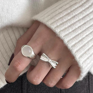 S925 Sterling <b>Silver</b> Women's <b>Ring</b> Bowknot Design <b>Adjustable</b> Fashionable Elegant Everyday Wear - Product Image 5
