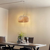 Lampes suspendues de lustres enfichables américains modernes avec interrupteur Cordon de corde de jute Osier Rotin Bambou Lampe suspendue de taille moyenne